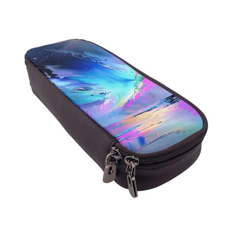 AQRJLPO Northern Lights Malerei-Drucke, Leder-Federmäppchen und Kosmetik-Organizer-Tasche mit Reißverschluss, wasserdicht, Schulbedarf, Reise-Make-up-Tasche, Schreibwaren-Geschenk für Studenten von AQRJLPO
