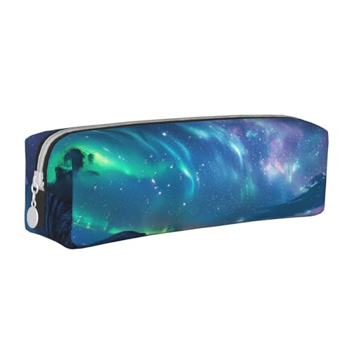 AQRJLPO Northern Lights bedrucktes Leder-Federmäppchen, niedliches Federmäppchen, Stifteetui, Schule, Schreibwaren, Organizer, Make-up-Tasche für Jungen, Mädchen, Studenten, weiß, Einheitsgröße von AQRJLPO