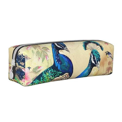 AQRJLPO Peacocks bedrucktes Leder-Federmäppchen, niedliches Federmäppchen, Stifteetui, Schule, Schreibwaren, Organizer, Make-up-Tasche für Jungen, Mädchen, Studenten, weiß, Einheitsgröße, Schulranzen von AQRJLPO