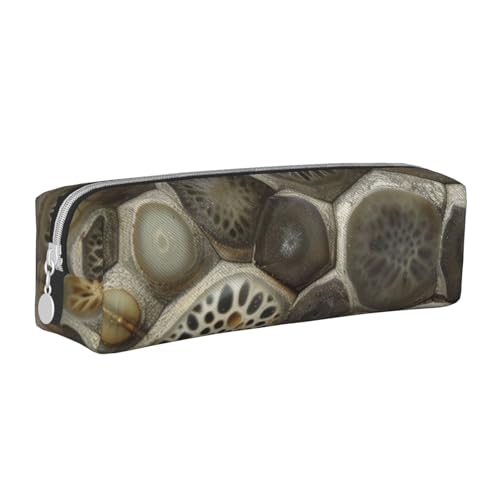 AQRJLPO Petoskey Federmäppchen aus Leder mit Steindruck, schlichtes Federmäppchen, niedliches Federmäppchen, Stifteetui, Schule, Schreibwaren, Organizer, Make-up-Tasche für Jungen, Mädchen, Studenten von AQRJLPO