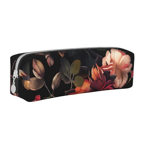 AQRJLPO Schönes Federmäppchen aus Leder mit Blumenmuster bedruckt, niedliches Federmäppchen, Stifteetui, Schule, Schreibwaren, Organizer, Make-up-Tasche für Jungen, Mädchen, Studenten, weiß von AQRJLPO