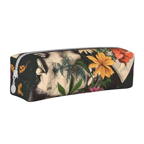 AQRJLPO Thug Life Federmäppchen aus Leder mit Blumenmuster, einfaches Federmäppchen, niedliches Federmäppchen, Stifteetui, Schule, Schreibwaren, Organizer, Make-up-Tasche für Jungen, Mädchen von AQRJLPO