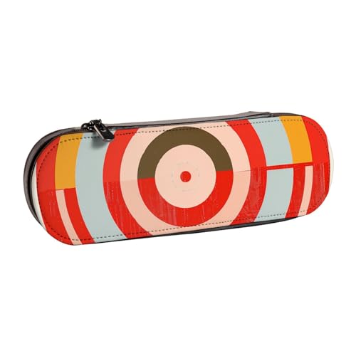 AQRJLPO Vector Design Federmäppchen aus Leder mit Zieldruck, vielseitig verwendbar, Reise-Kosmetiktasche, Reißverschluss, Schreibtisch-Aufbewahrungsbox, kompaktes Geschenk für Schule, Büro, Reisen von AQRJLPO