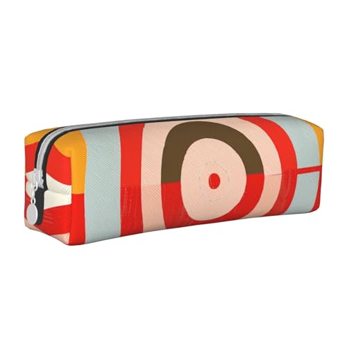 AQRJLPO Vector Design Target bedrucktes Leder-Federmäppchen, niedliches Federmäppchen, Stifteetui, Schule, Schreibwaren, Organizer, Make-up-Tasche für Jungen, Mädchen, Studenten, weiß, Einheitsgröße von AQRJLPO