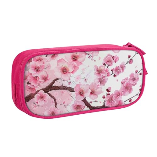 AQRJLPO Verlockendes Federmäppchen mit Kirschblüten-Aufdruck, für Jungen und Mädchen, großes Fassungsvermögen, Büro, Schule, Studenten, Schreibwaren-Tasche, Stifthalter mit 2 Fächern, Schwarz, rose von AQRJLPO