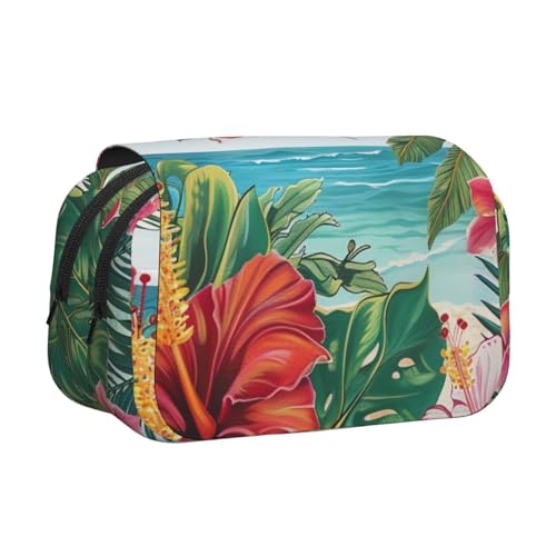 AQRJLPO Walrus Kunstdruck-Federmäppchen, doppellagig, Flip-Bleistifttasche, Stift-Organizer, Make-up-Tasche für Schule, Reisen und Arbeit, Sommer Hawaii., Einheitsgröße, Schulranzen von AQRJLPO