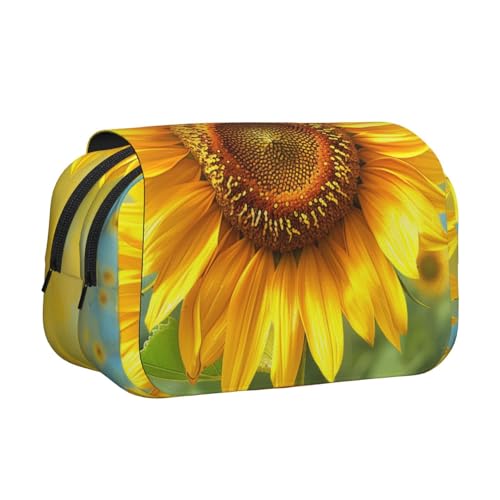 AQRJLPO Walrus Kunstdruck-Federmäppchen, doppellagig, Flip-Bleistifttasche, Stift-Organizer, Make-up-Tasche für Schule, Reisen und Arbeit, Sonnenblumen, Einheitsgröße, Schulranzen von AQRJLPO