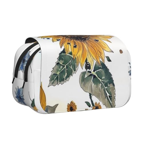 AQRJLPO Walrus Kunstdruck-Federmäppchen, doppellagig, Flip-Bleistifttasche, Stift-Organizer, Make-up-Tasche für Schule, Reisen und Arbeit, sonnenblume, Einheitsgröße, Schulranzen von AQRJLPO