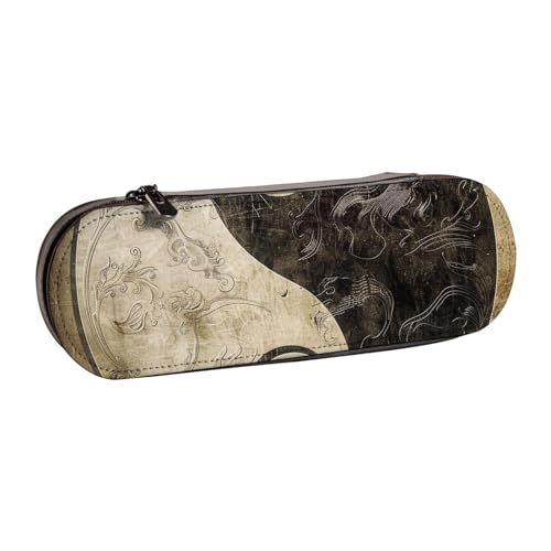 AQRJLPO Yin_Yang_Federmäppchen aus Leder mit Symboldruck, vielseitig verwendbar, Reise-Kosmetiktasche, Reißverschluss, Schreibtisch-Aufbewahrungsbox, kompaktes Geschenk für Schule, Büro, Reisen von AQRJLPO