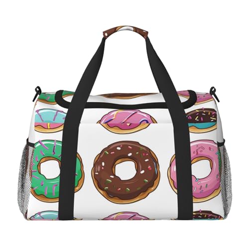 Farbige Reisetasche mit Cartoon-Donuts, für Männer und Frauen, Wochenend-Reise-Organizer für Sport, Outdoor, Fitnessstudio und Angeln, Schwarz , Einheitsgröße, Reisetasche Farbige Reisetasche mit Cartoon-Donuts, für Männer und Frauen, Wochenend-Reise-Organizer für Sport, Outdoor, Fitnessstudio und Angeln, Schwarz , Einheitsgröße, Reisetasche von AQRJLPO