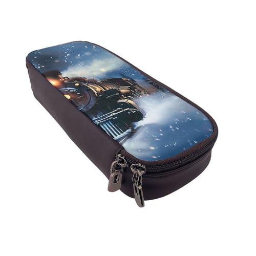 Federmäppchen aus Leder mit Reißverschluss, wasserdicht, für Schule, Reisen, Schreibwaren, Geschenk für Studenten, Frauen, Schwarz , Einheitsgröße, Schulranzen von AQRJLPO