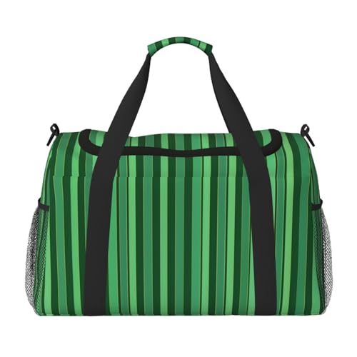 Reisetasche für Herren und Damen, klassisch, grün gestreift, für Sport, Outdoor, Fitnessstudio und Angeln, Schwarz , Einheitsgröße, Reisetasche Reisetasche für Herren und Damen, klassisch, grün gestreift, für Sport, Outdoor, Fitnessstudio und Angeln, Schwarz , Einheitsgröße, Reisetasche von AQRJLPO