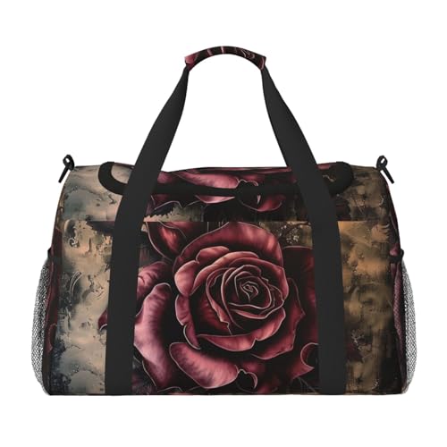 Reisetasche mit Gothic-Rosen-Aufdruck für Männer und Frauen, Wochenend-Reise-Organizer für Sport, Outdoor, Fitnessstudio und Angeln, Schwarz , Einheitsgröße, Reisetasche Reisetasche mit Gothic-Rosen-Aufdruck für Männer und Frauen, Wochenend-Reise-Organizer für Sport, Outdoor, Fitnessstudio und Angeln, Schwarz , Einheitsgröße, Reisetasche von AQRJLPO