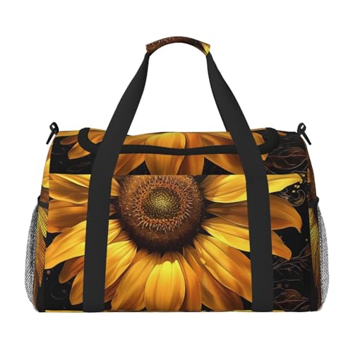 Reisetasche mit Sonnenblumen-Motiv, für Männer und Frauen, Wochenend-Reise-Organizer für Sport, Outdoor, Fitnessstudio und Angeln, Gelb, Schwarz , Einheitsgröße, Reisetasche Reisetasche mit Sonnenblumen-Motiv, für Männer und Frauen, Wochenend-Reise-Organizer für Sport, Outdoor, Fitnessstudio und Angeln, Gelb, Schwarz , Einheitsgröße, Reisetasche von AQRJLPO