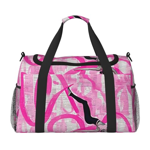 Sporttasche für Damen und Herren, bedruckt, für Sport, Outdoor, Fitnessstudio und Angeln, Rosa, Schwarz , Einheitsgröße, Reisetasche von AQRJLPO