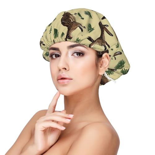 Weiche Satinhaube für Frauen zum Schlafen – Springender Jackhasen-Druck, verstellbare und atmungsaktive Nachtschlafmütze für langes Haar, ideal für Schlafenszeit, Haarpflege und bequemes Schlafen von AQRMNBV