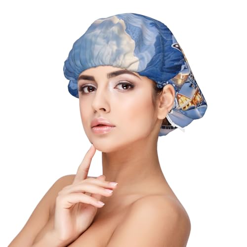 Weiche Satinhaube für Frauen zum Schlafen – Weihnachts-Schnee-Druck, verstellbare und atmungsaktive Nachtschlafmütze für langes Haar, ideal für Schlafenszeit, Haarpflege und bequemes Schlafen, Schwarz von AQRMNBV