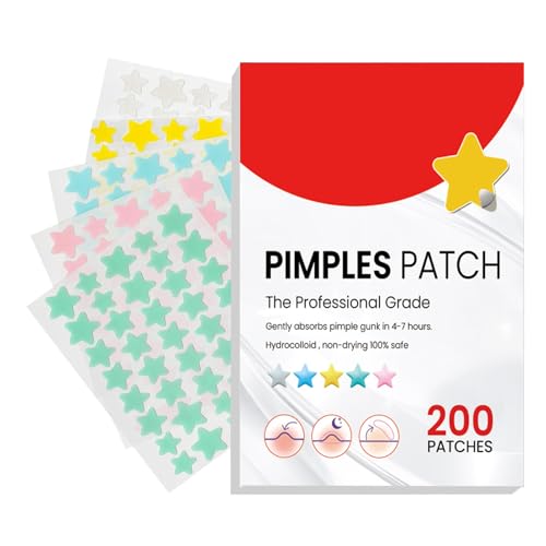 200 Pimple Patch Hydrokolloid Pickel Patch Akne Patches Wasserdichte Atmungsaktive Acne Patch Pflaster Anti Mit Teebaumöl Tag (Star) von AQSQWQ