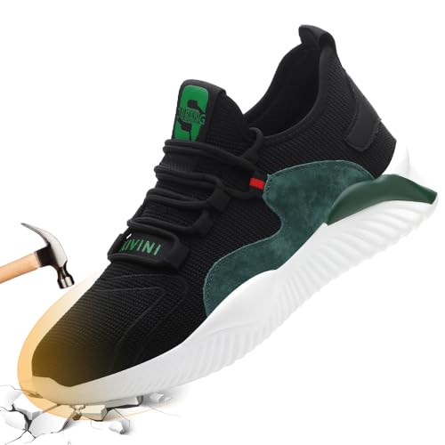 AQTDUAJ Damen Sicherheitsschuhe 39 Arbeitsschuhe Herren S1 Stahlkappe Schutzschuhe Sommer Atmungsaktiv rutschfeste Turnschuhe Grün von AQTDUAJ