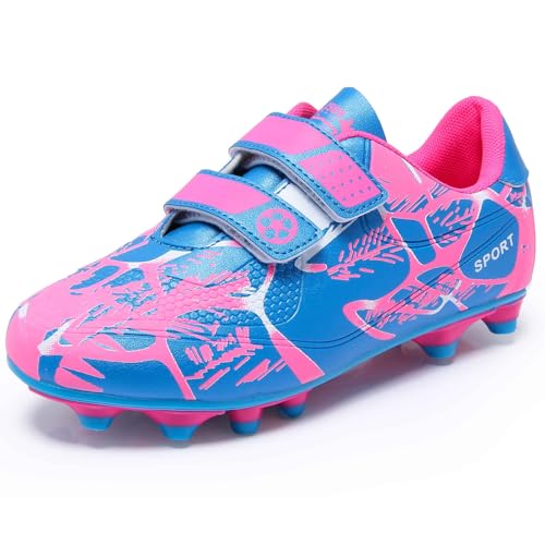 AQTDUAJ Fussballschuhe Kinder Mädchen Fußballschuhe Jungen Professionelle Trainingsschuhe rutschfest Atmungsaktive Outdoor Klettverschluss Sneaker Rosa 34 von AQTDUAJ