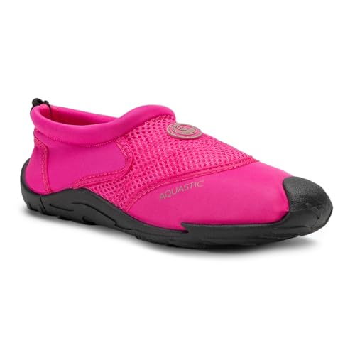 AQUASTIC Wasser Schuhe KEA Größe 38 EU Slip-on Mesh Meerschuhe Erwachsene Anti-Rutsch Gummi TPR Sohle Wasserableitung Schutz und Komfort für Pool und Strand zum Schnorcheln Farbe Pink von AQUASTIC