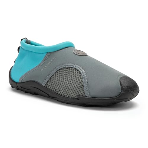 AQUASTIC Wasser Schuhe KEA Größe 40 EU Slip-on Mesh Meerschuhe Erwachsene Anti-Rutsch Gummi TPR Sohle Wasserableitung Schutz und Komfort für Pool und Strand zum Schnorcheln Farbe Grau von AQUASTIC