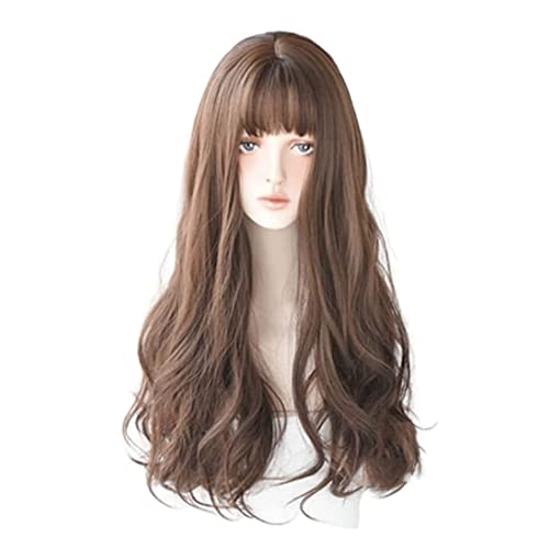 Perücke Perücken Party Long Wavy Wigs For Women Synthetic Heat Resistant Fiber Wig Sweet Girl Wig Perücken Tägliche (Blue : Bronze, Size : 26in) von AQUETI