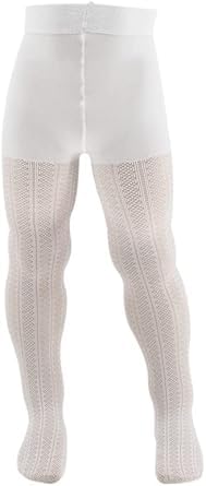 AQUILONE Cami Strumpfhosen, Mädchen Strumpfhosen, Durchbrochene Strumpfhosen mit Baumwoll-Effekt, Trendy Practical Socks - Made in Italy (12, Weiß) von AQUILONE 0-14