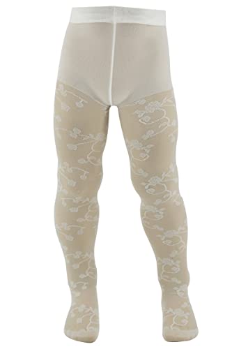 Aquilone Strumpfhose Aurelia, Strumpfhose für Mädchen, Strumpfhose für Mädchen, durchscheinend, Blumenmuster, Strumpfhose für Zeremonien, Spitzensocken – Made in Italy, Creme x1 Paar, 8 Jahre von AQUILONE 0-14