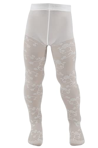 Aquilone Strumpfhose Aurelia, Strumpfhose für Mädchen, Strumpfhose für Mädchen, durchscheinend, Blumenmuster, Strumpfhose für Zeremonien, Spitzensocken – Made in Italy, Weiß x1 Paar, 4 Jahre von AQUILONE 0-14