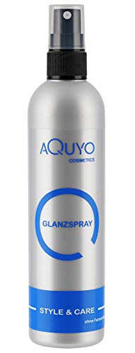 Glanzspray für Haare, Hair Spray verleiht dem Haar Glanz und macht es geschmeidig (200ml) | Haarspray gegen Frizz und Spliss, Shine Hair Spray zum Finish der Haare mit fruchtigem Duft von AQUYO Cosmetics