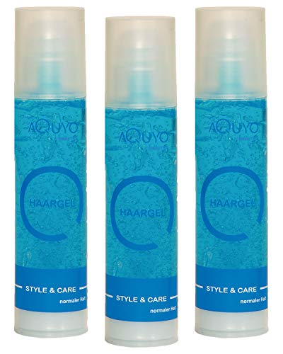 Haargel normaler Halt für Männer und Frauen (3er Pack - 3x 200ml) | Styling Gel für das tägliche Haarstyling | Hair Gel zum stylen und formen der Haare von AQUYO Cosmetics
