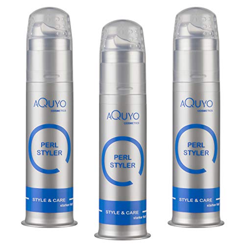 Perl Styler starker Halt, Haargel für Männer und Frauen, Gel zum stylen und formen der Haare mit Pearl Effekt, Styling und Glanz in Einem (3er Pack - 3x 100ml) von AQUYO Cosmetics