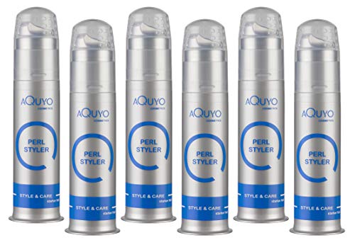 Perl Styler starker Halt, Haargel für Männer und Frauen, Gel zum stylen und formen der Haare mit Pearl Effekt, Styling und Glanz in Einem (6er Pack - 6x 100ml) von AQUYO Cosmetics