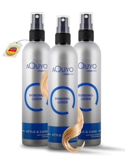 Style & Care Bondinglöser, Bonding Lösungsmittel zum entfernen von Bondings und Extensions (3x 200ml) | Spray Löser von Haar Tapes und Haarverlängerungen, Hair Bonding & Tape Remover von AQUYO Cosmetics