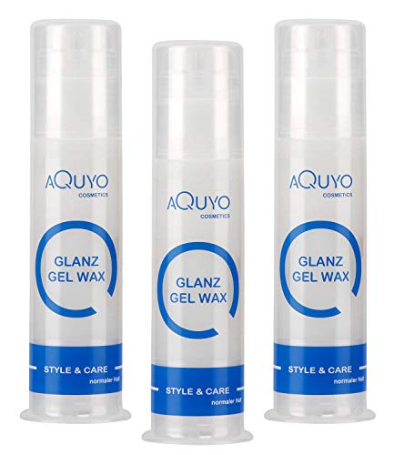 Style & Care Glanz Gel Wax normaler Halt (3er Pack - 3x 100ml) | Stylingcreme für Haarstyling und glänzendes Haar | Haargel Creme Wachs für Männer und Frauen von AQUYO Cosmetics