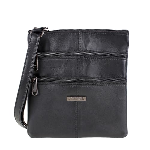 AR BRAND EST. 2021 Damen-Umhängetasche, klein, echtes weiches Leder, Schwarz, Schwarz von AR BRAND EST. 2021