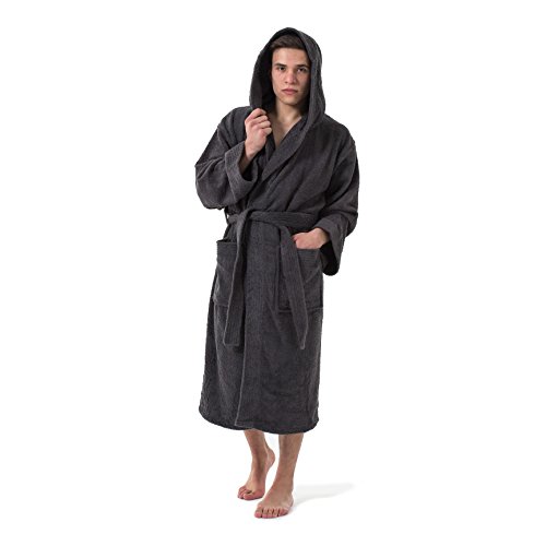 AR Line Frottier Bademantel mit Kapuze für Sie und Ihn - Unisex, aus 100% Baumwolle, in Farbe: Anthrazit-Grau, Größe: Medium von AR Line