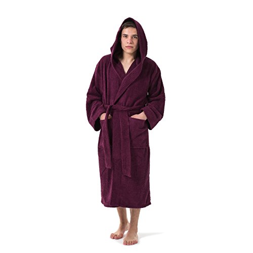 AR Line Frottier Bademantel mit Kapuze für Sie und Ihn - Unisex, aus 100% Baumwolle, in Farbe: Brombeere, Größe: XXX-Large von AR Line