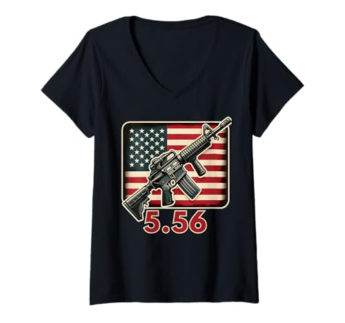 Damen AR15 Gewehr Rundpistolen und Munition 5,56 rund T-Shirt mit V-Ausschnitt Damen AR15 Gewehr Rundpistolen und Munition 5,56 rund T-Shirt mit V-Ausschnitt von AR15 Rifle Round Guns and Ammo 5.56 Round