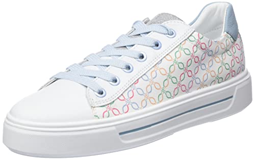 ara Damen Courtyard Sneaker, Weiss,Pastell-Multi,Aqua, 41.5 EU Weit von ARA