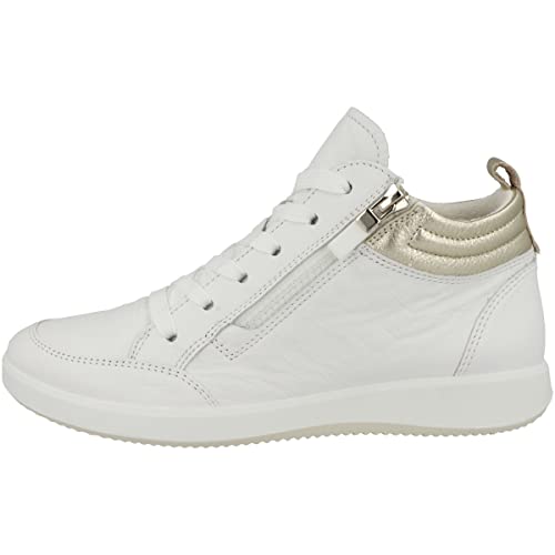 ARA Damen ROMA Mid-cut Sneaker, WEISS,PLATIN, 39 von ARA