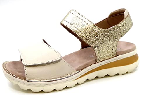 ara Damen Tampa Sandal, Cream,Platin, 42 EU von ARA