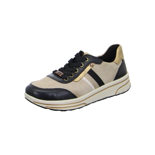 ARA Damen Sapporo Sneaker, Schwarz Sand Whisky, 36 EU Weit von ARA