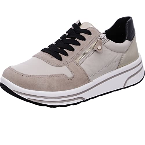 ara Damen Sapporo Sneaker, Sand/Cloud,SCHWARZ/Platin, 42 EU Weit von ARA