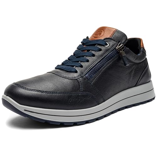 ara Herren Matteo Sneaker, Blau Cognac, 45 EU Weit von ARA