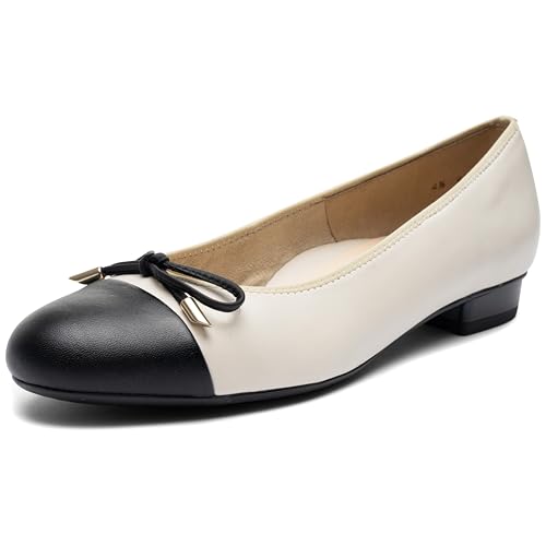 ara Damen BARI Ballerinas, SCHWARZ,Cream, 37.5 EU Schmal von ARA