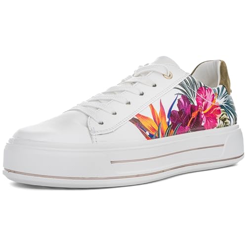 ara Damen Canberra Sneaker, Weiss,Tropicana-Multi,HERB, 36.5 EU Weit von ARA