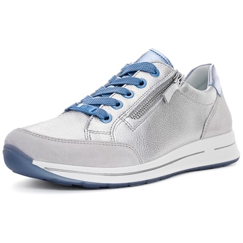 ara Damen Osaka Sneaker, Pebble,Silber,Sky, 40 EU Weit von ARA