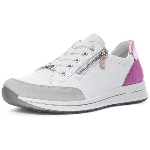 ara Damen Osaka Sneaker, Pebble,Weiss,Orchidee, 35 EU Weit von ARA